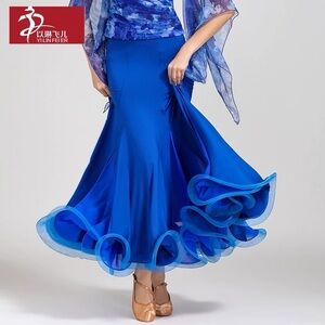 S9018 Royal Blue Maxi Ruffled Dance Skirt